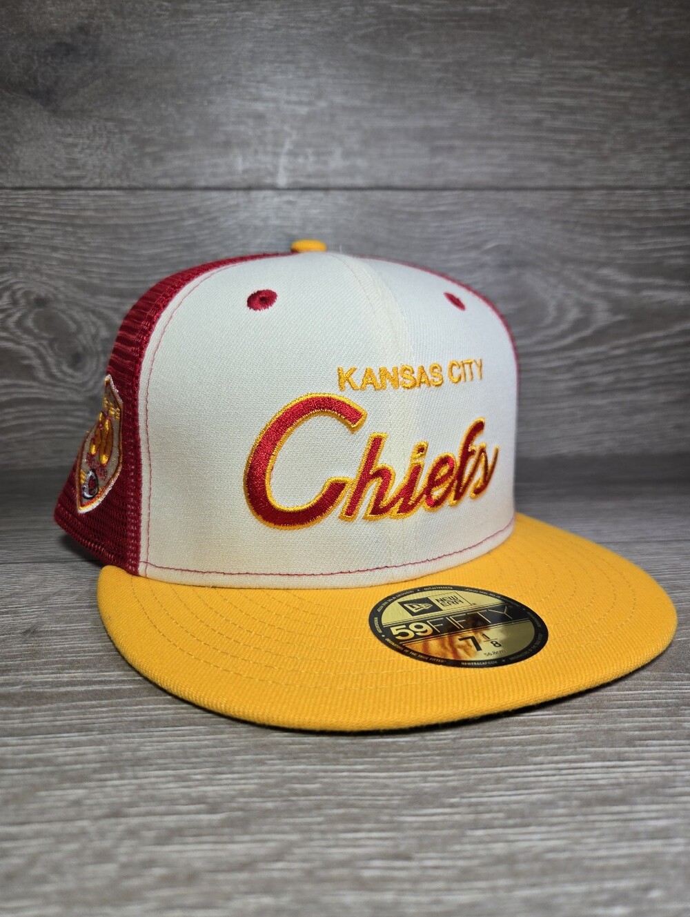 KC Chiefs Fitted Trucker Hat 50 Year Anniversary New Era Size 7 1/8 New